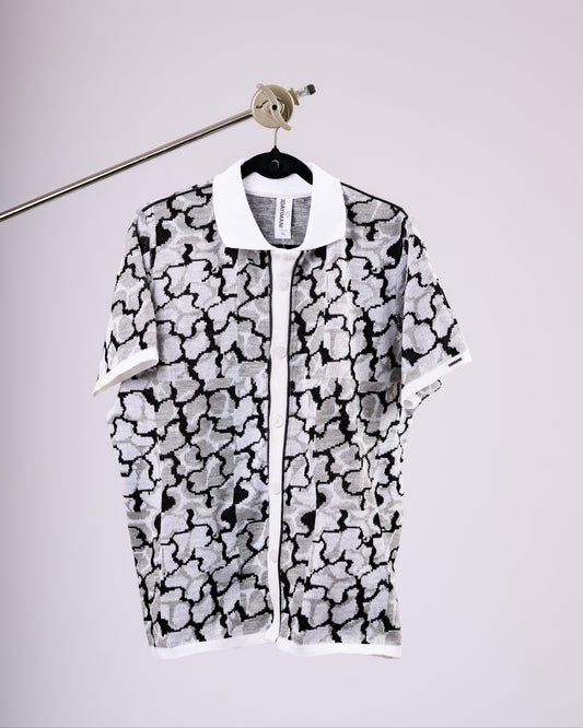 Black Short Sleeve Button-up Shirt